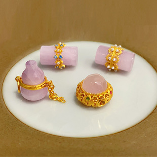 紫锂辉葫芦腰珠银镀金配件手链手绳项链DIY手工隔珠水晶配饰饰品