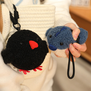 超萌可爱小鸟山雀公仔解压球捏捏乐毛绒玩具青蛙河豚玩偶包包挂件