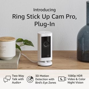 美国代购 Plug Pro Stick Cam 摄像头3D运动检测夜视 Ring