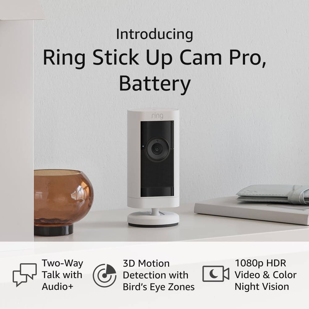 美国代购Ring Stick Up Cam Pro Battery 摄像头电池版3D运动检测