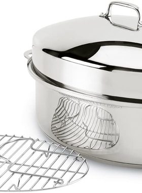 美国代购All-Clad E7879664 Oval Roasting Pan不锈钢烤盘 烤架