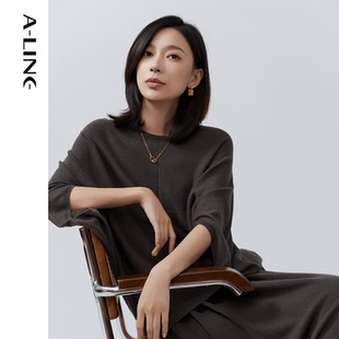 新品 Aline 2025早秋女装 罩衫 阿莱松弛慵懒感绵羊毛宽松针织衫