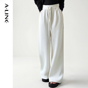 Aline/阿莱桑蚕丝醋酸羊毛裤直筒裤腰头撞色细节 BEK5649