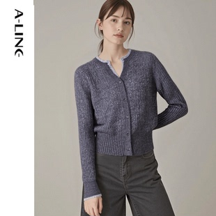 Aline/阿莱花灰色小V领羊毛羊绒针织衫 2025秋冬女装新品T55Z008