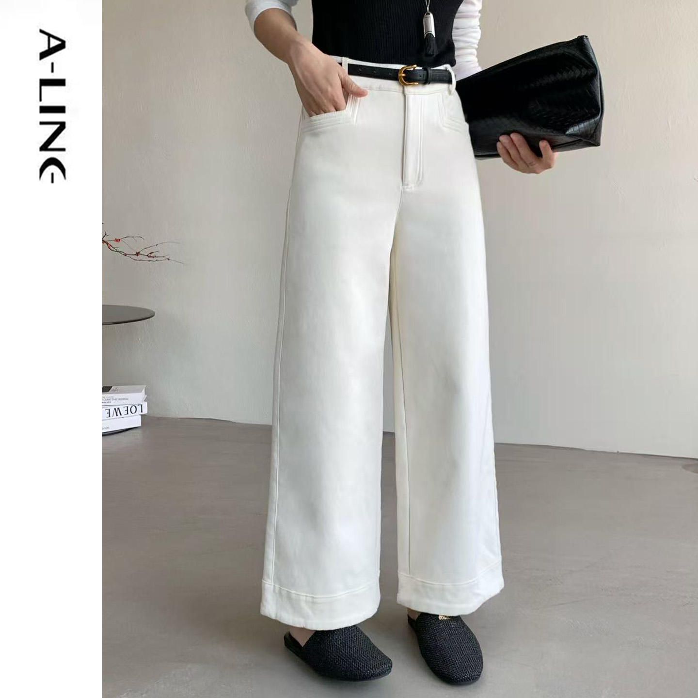 小个子穿搭高品质牛仔加绒弹力裤