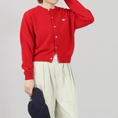 日系25秋新款Danton纯色简约经典百搭显瘦圆领针织开衫女