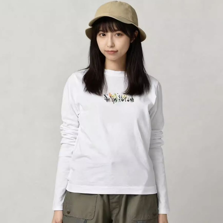 日系25秋冬新款Ctrl C 45r花簇刺绣竹节棉经典百搭显瘦长袖T恤