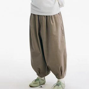 日系25秋新款 女 Niko水洗灯芯绒松紧宽松遮肉慵懒风灯笼气球休闲裤