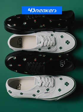 Vans OTW Authentic 44 低帮刺绣小花四叶草男女板鞋VN00117RBLK