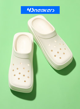 卡骆驰Crocs Blunt Toe潮流透气黑白方头扑克鞋凉拖鞋209562-0WV