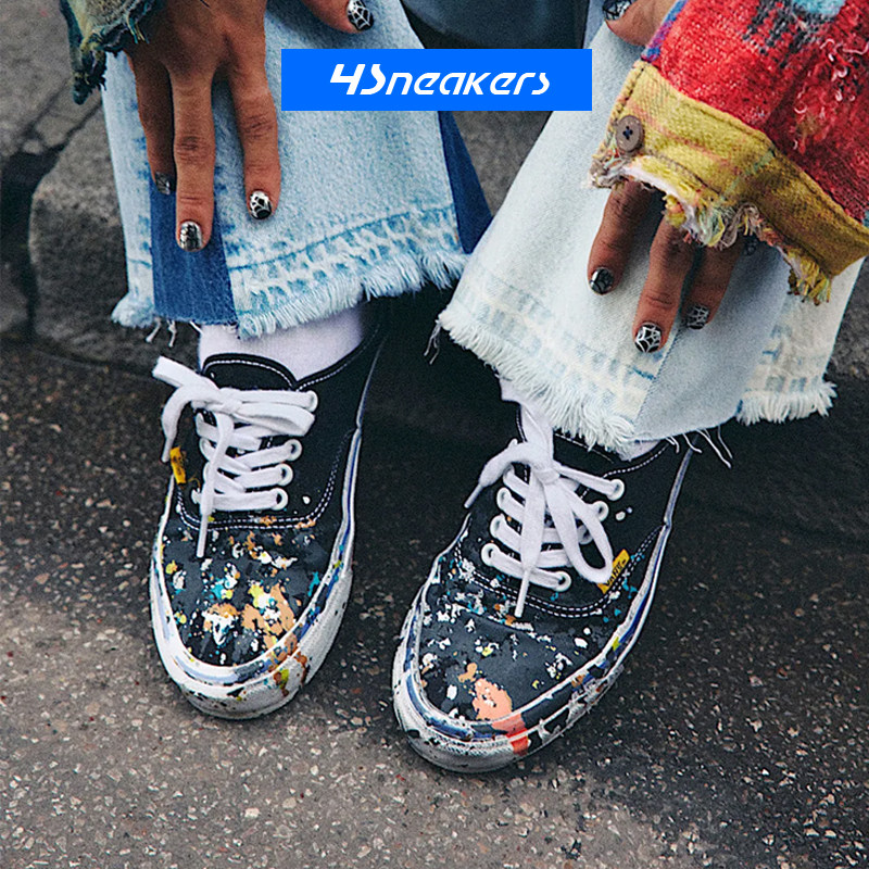 Vans Authentic 44 OTW x GALLERY DEPT黑色泼墨男女低帮潮流板鞋