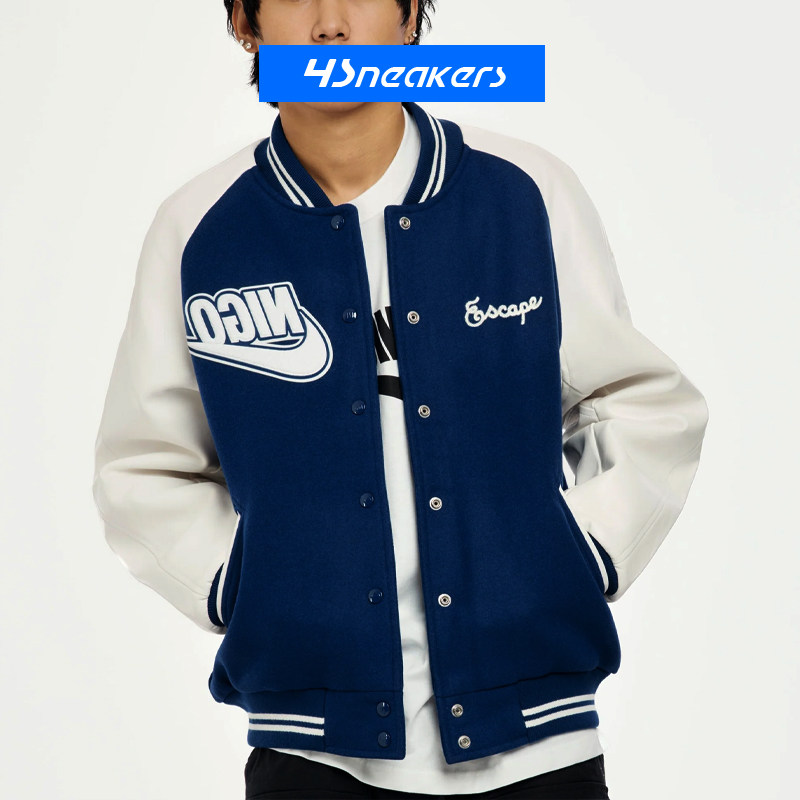 NIGO × Nike VRSTY JKT 联名系列植绒拼色插肩棒球服夹克外套