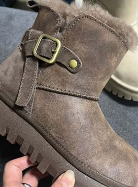 纯皮羊毛雪地靴防滑软底东北棉鞋