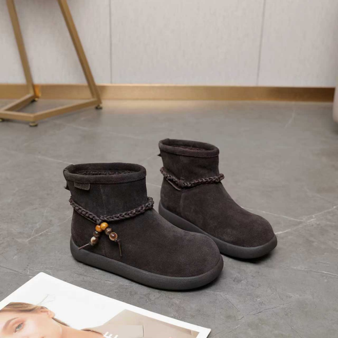 纯皮羊毛雪地靴防滑软底高端