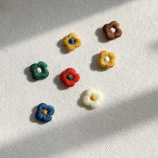 西装 迷你韩版 衬衫 针织四叶花朵别针 领针扣针 刺绣小花胸针