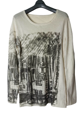 SD正品折扣女士时尚优雅气质显瘦拼接印花针织衫3569