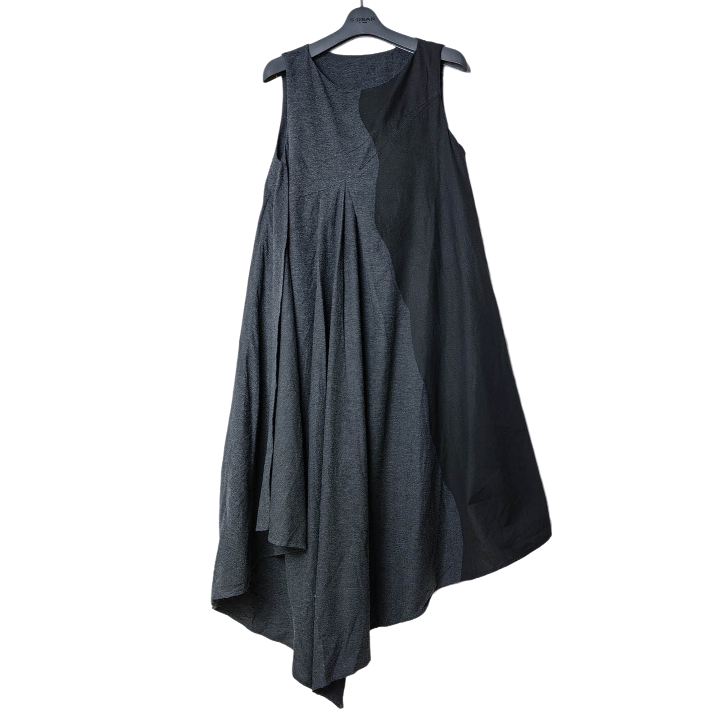 圣牌折扣女士松弛感无袖不规则拼接文艺长裙无袖连衣裙1256