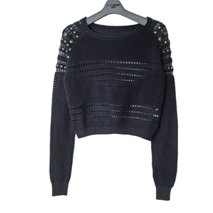 针织衫 休闲显瘦镂空圆领长袖 毛衣3582 折扣女士时尚 SD正品