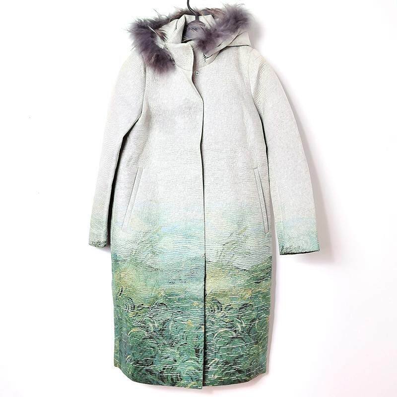 圣迪家长款渐变印花风衣棉服