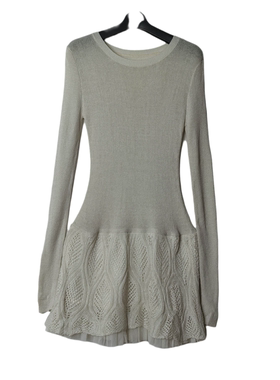 SD正品女士时尚设计感拼接网纱镂空拼接长袖针织连衣裙1250