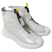 圣牌厚底增高浅灰色高帮拉链短靴女百搭休闲真皮靴子85