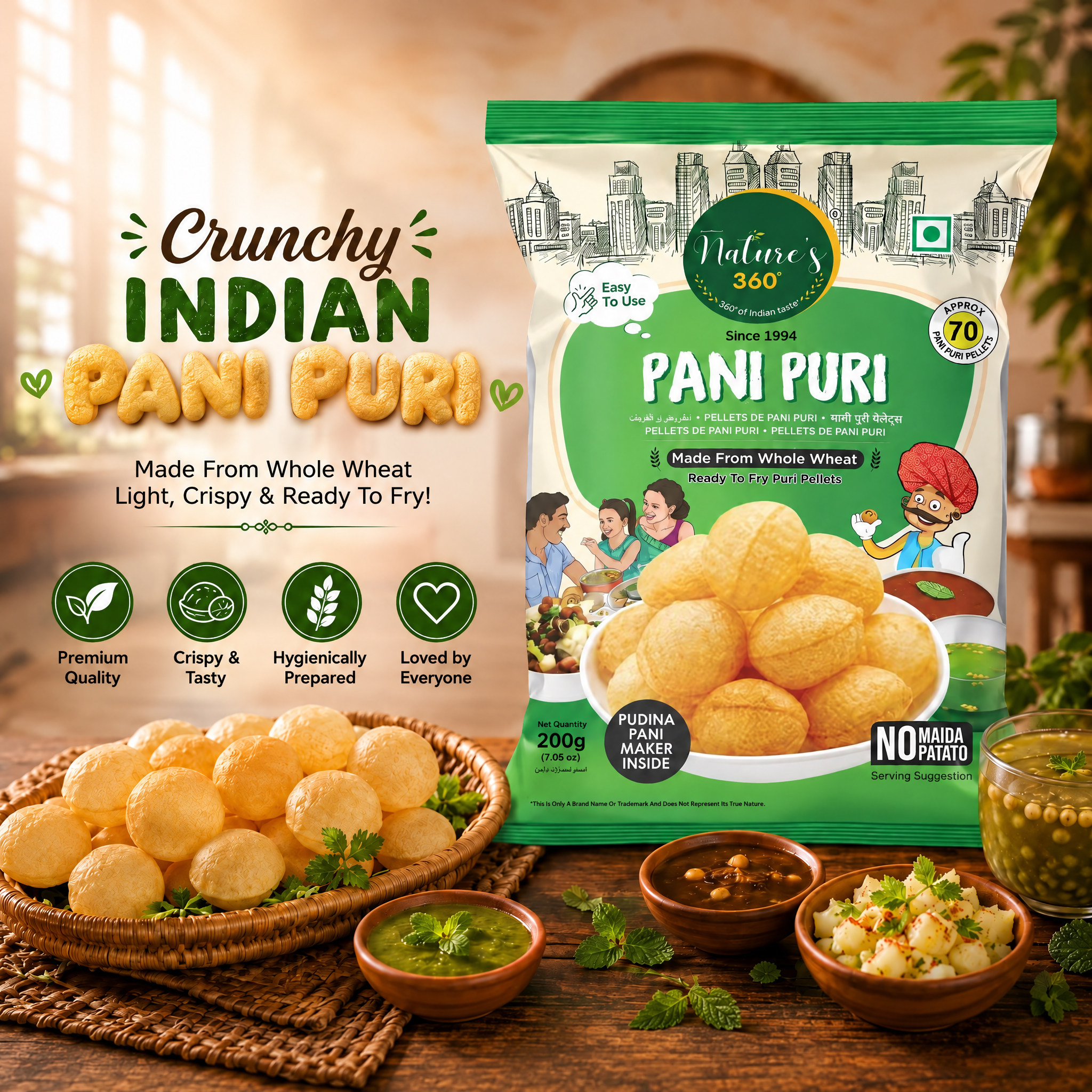 印度进口Pani Puri 帕尼普里脆球 油炸空心炸球 网红街头小吃200g