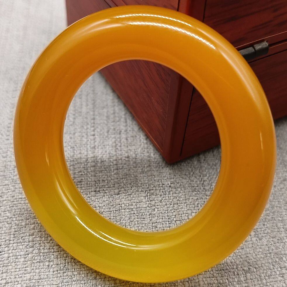 黄玛瑙玉髓圆环玉环吊坠玉石DIY手工配饰玉佩平安环璧装饰鸡油黄