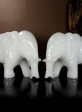 天然阿富汗白玉大象摆件吸水吸财玉石象客厅玄关办公室装饰摆设