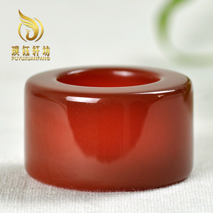 天然正品玛瑙玉髓扳指指环戒指珠宝玉石指加高加厚红玛瑙扳指包邮