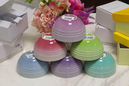 Le Creuset 酷彩 陶瓷饭碗11.5CM 有字 饭碗  青羽色贝壳粉石英粉