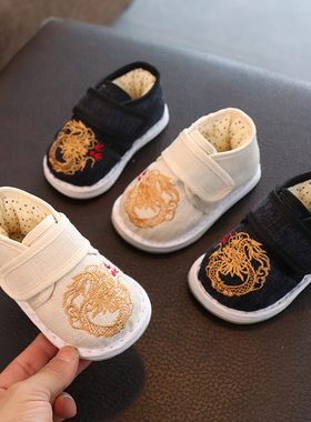 唐装鞋男童汉服鞋儿童古风布鞋1一4岁宝宝手工棉鞋中式周岁鞋子男