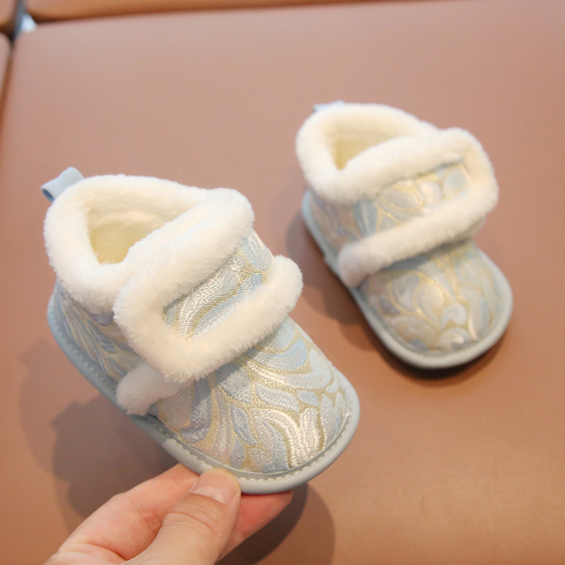 宝宝鞋子冬季加绒中式周岁鞋男宝宝秋冬婴儿鞋1到2岁新年过年棉鞋