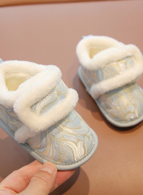 宝宝鞋子冬季加绒中式周岁鞋男宝宝秋冬婴儿鞋1到2岁新年过年棉鞋