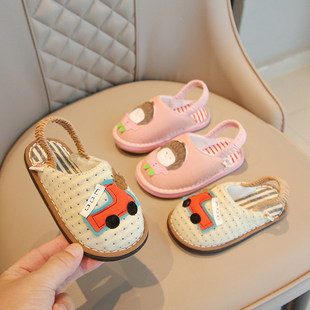 春季儿童拖鞋女孩布拖宝宝家居鞋室内软底防滑男童棉拖鞋婴儿春秋