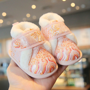 汉鞋古风公主鞋周岁鞋子女宝宝冬鞋6到12个月婴儿棉鞋加绒保暖鞋