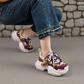 女百搭增高休闲运动鞋 四起哥2026春季 撞色厚底老爹鞋 小个子真皮潮