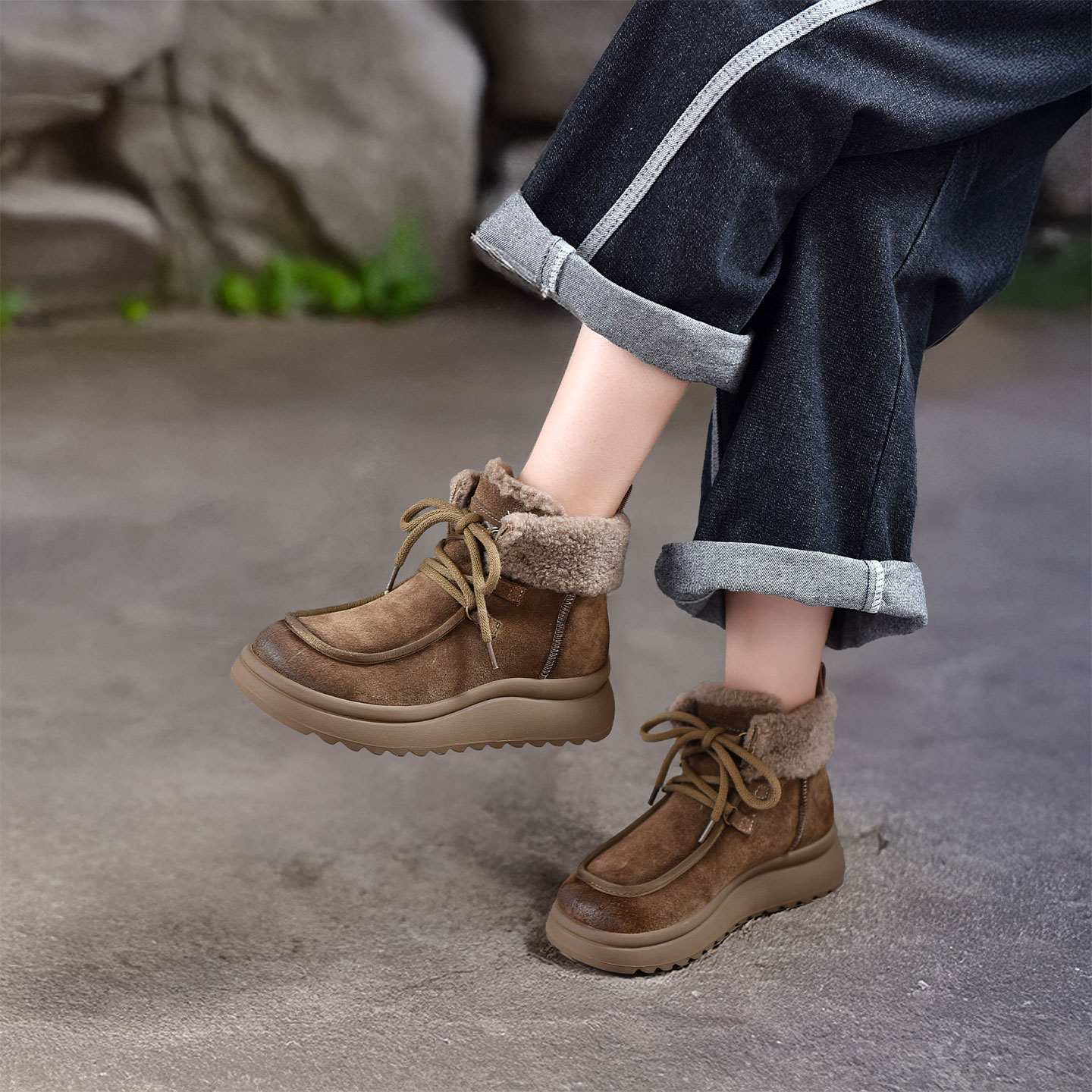 四起哥2025秋冬新款牛皮雪地靴