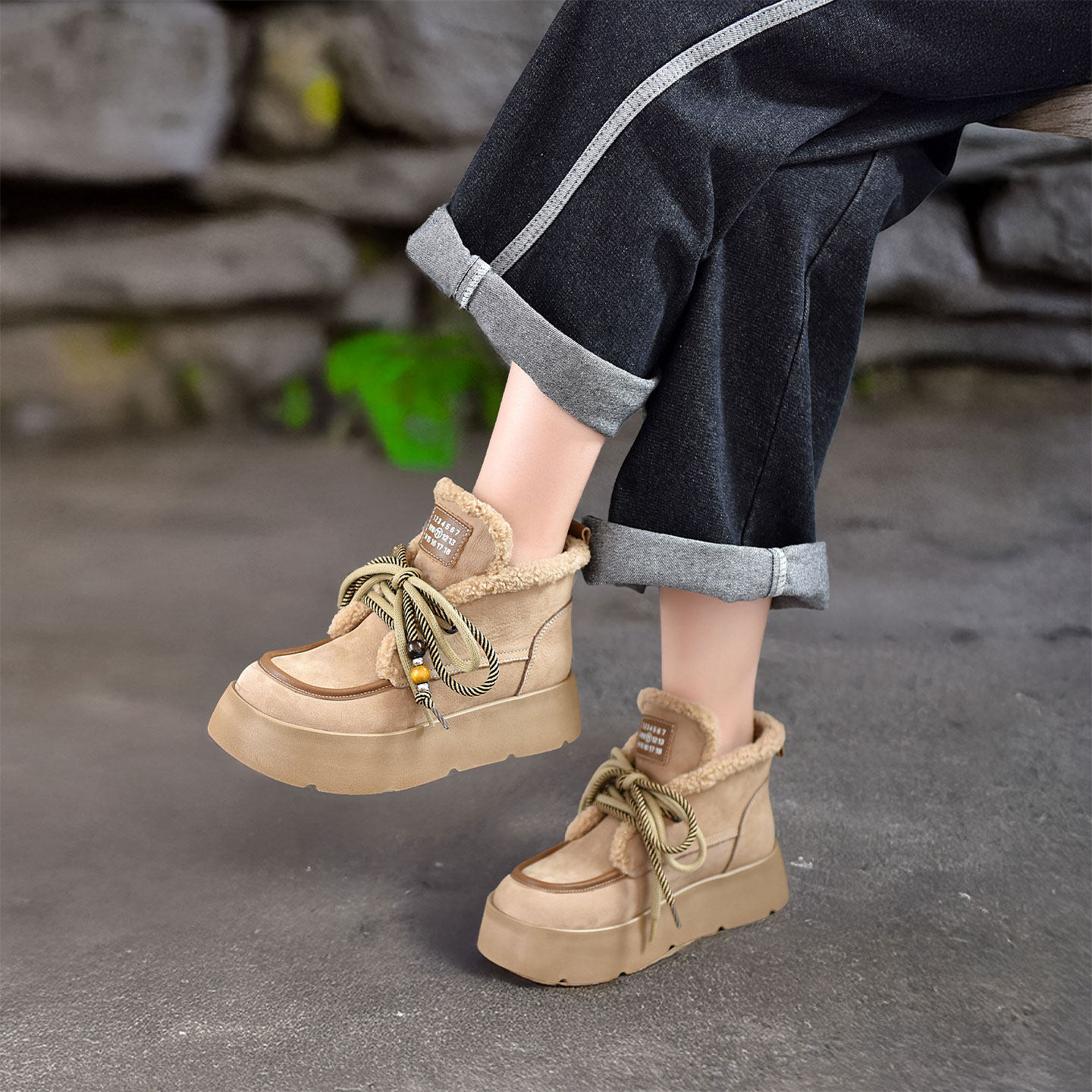 四起哥2025秋冬新款头层牛皮加厚雪地靴女手工真皮轻奢保暖棉靴潮,女鞋,时尚雪地靴,淘宝优惠券,粉丝福利购,淘宝优惠卷