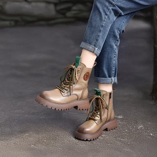 四起哥2025秋冬时尚气质马丁靴女头层牛皮手工鞋真皮短靴女机车靴