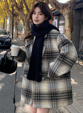潮牌短款羽绒内胆毛呢外套女冬季