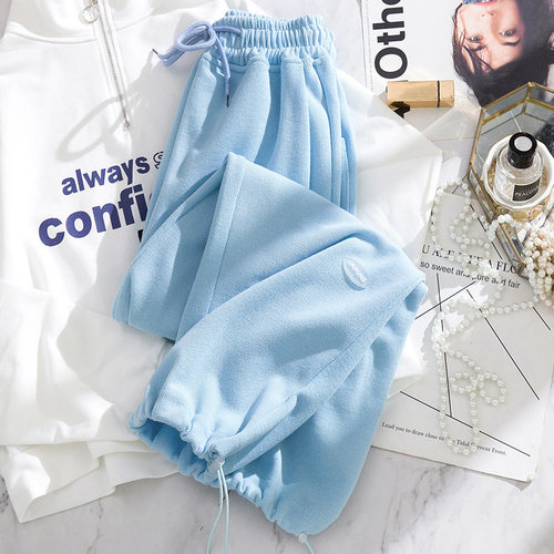 休闲裤子加绒卫裤灰色运动裤