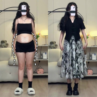 显瘦减龄两件套装 轻奢胖mm梨形身材水墨画国风半身裙女夏中式 大码