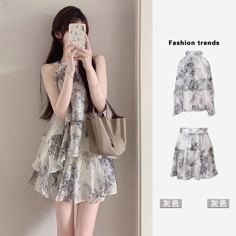 轻奢新中式女装连衣裙子夏装搭配一整套韩系茶系穿搭高级感套装