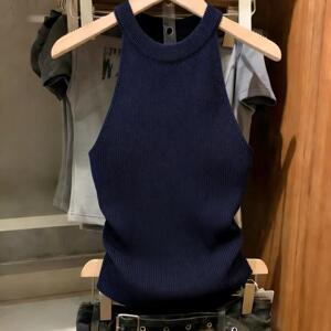 新款纯色修身短款无袖上衣