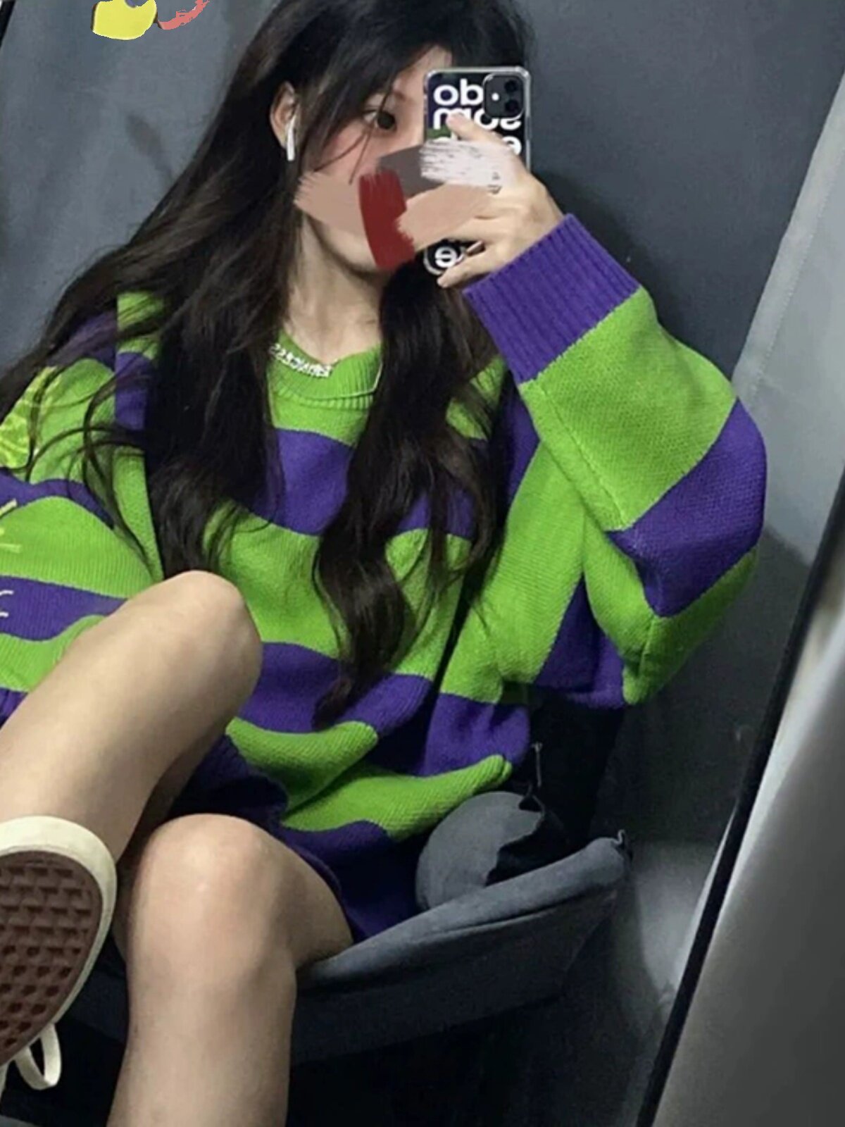 여성을 위한 트렌디한 브랜드 스웨터 루즈하고 슬림하며 다재다능한 상의 새로운 봄 가을 전국 트렌디한 달콤하고 시원한 스트라이프 대비 스웨터