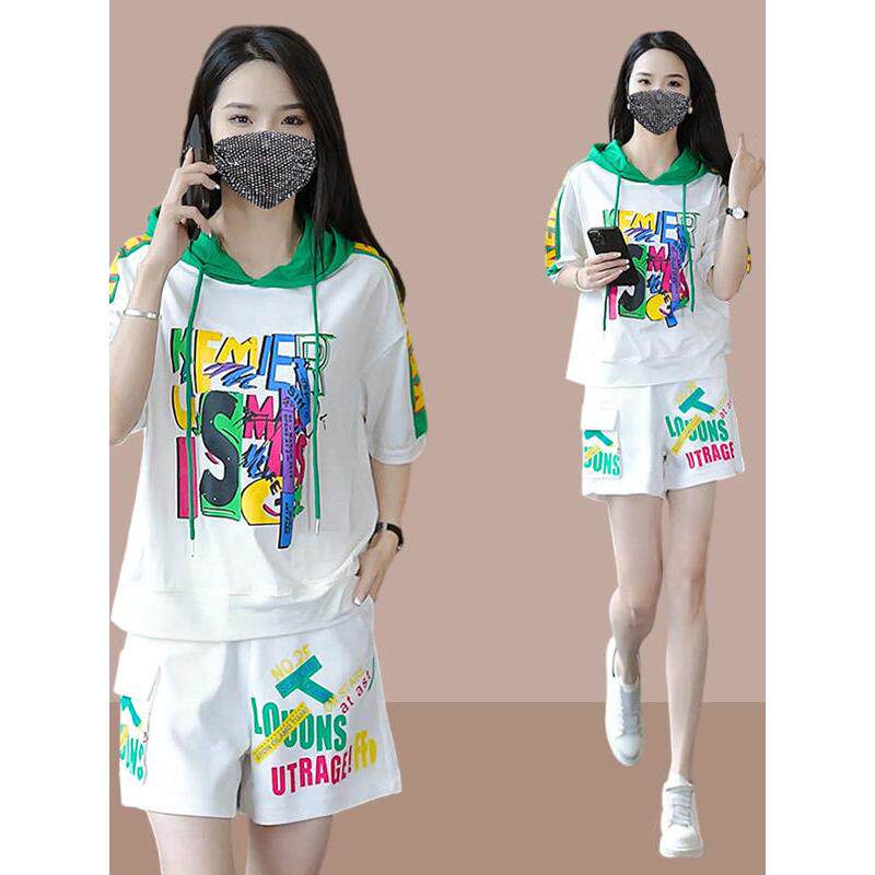 轻奢爆款休闲运动服时尚套装女士夏季新款减龄洋气短袖短裤两件套