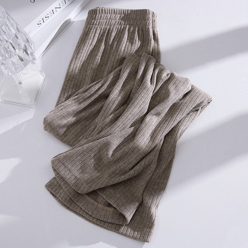 筒休闲秋冬加绒加厚针织阔腿裤子