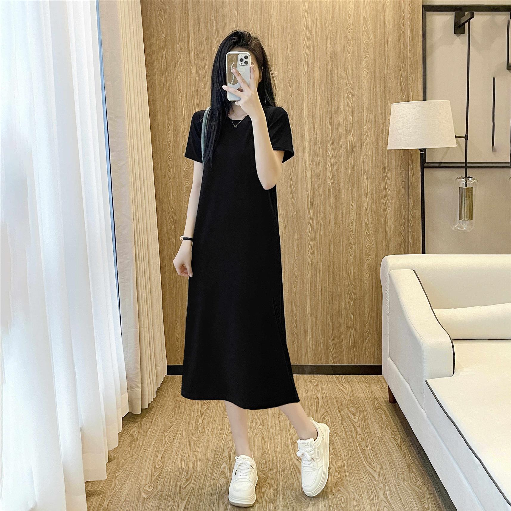 外穿打底赫本风黑色连衣裙女