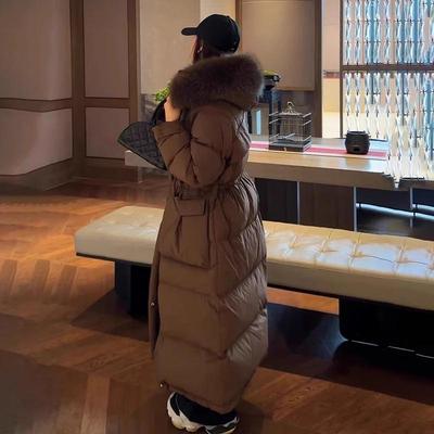 大毛领冬季新款羽绒服女士加长款