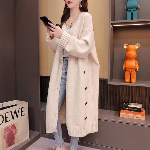 慵懒风长款过膝毛衣开衫针织外套